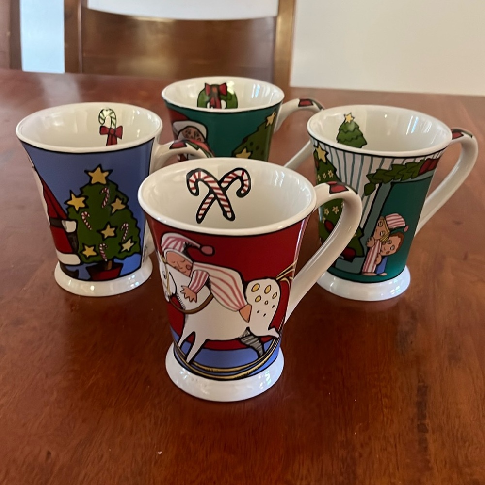 4 Ursula Dodge Christmas mugs SANTA ceramic mugs adorable collectible mug